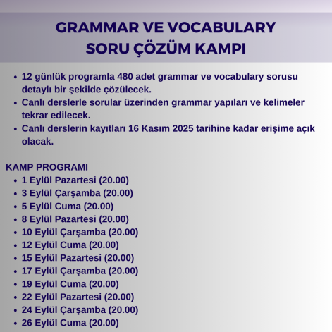 2025 / 2026 YDS GRAMMAR & VOCABULARY SORU ÇÖZÜM KAMPI